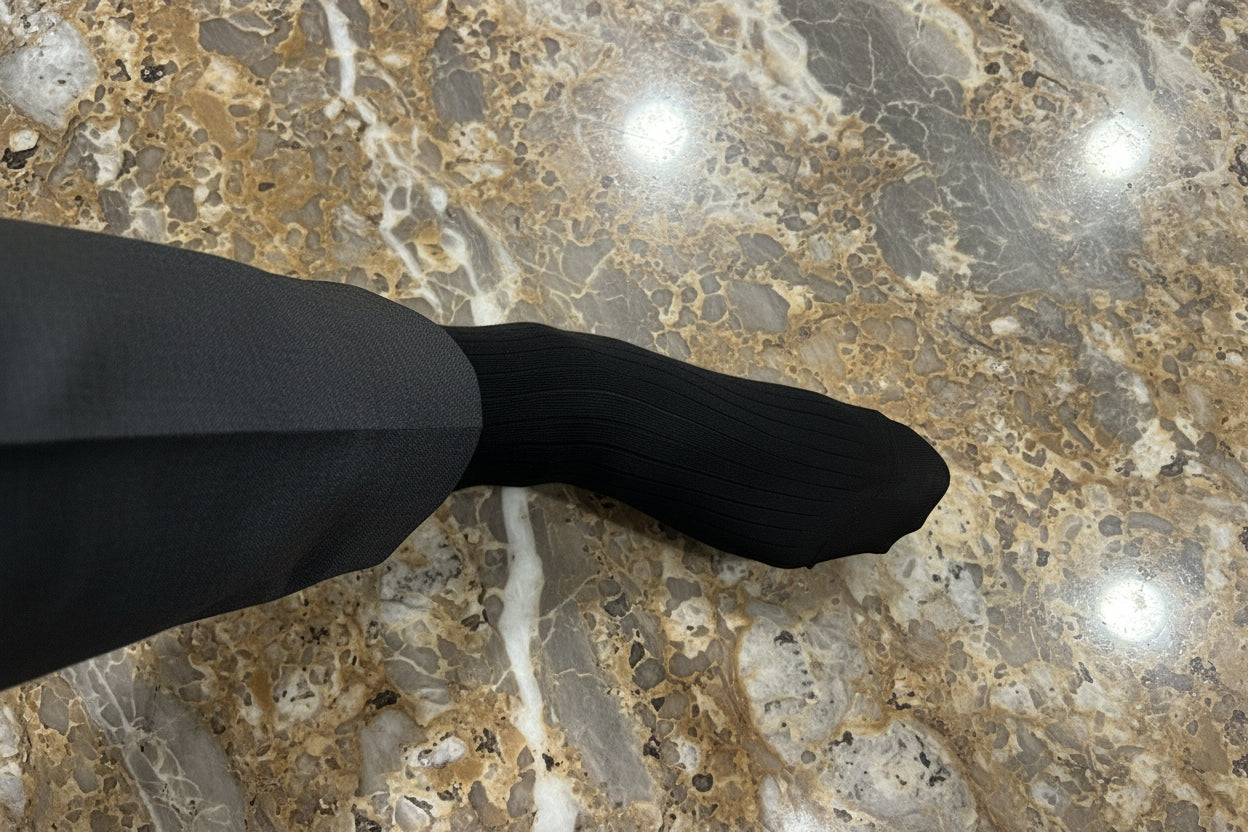 merino wool Black dress socks top view